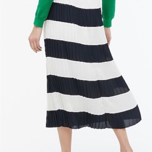 J Crew Factory Navy and Ivory Pleated Skirt - Picture 2 of 10